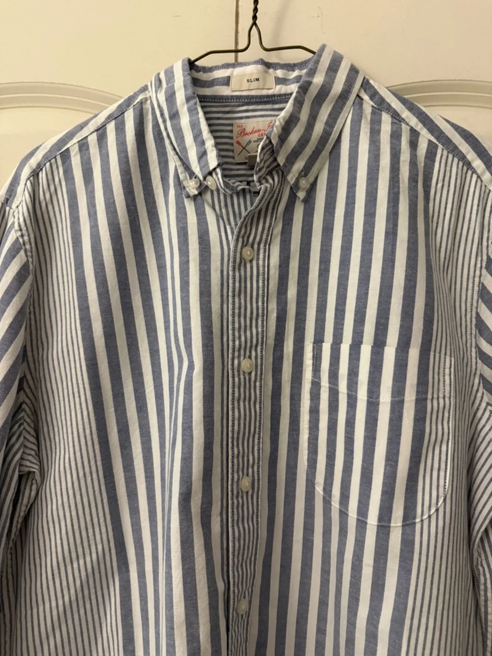 💜J.Crew Slim Broken-In Oxford Shirt – Blue & White | Size M
